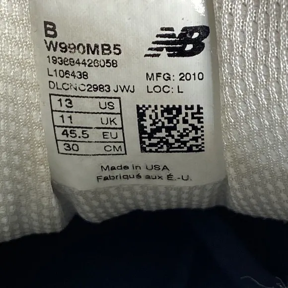 New Balance Women's 990v5 Size‎ 13 Made In USA Moonbeam Silver W990MB5 RARE