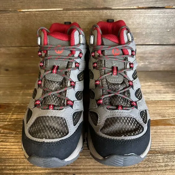 New Big Kids Merrell Moab 3 Mid Gray Waterproof‎ Ankle Hiking Boots Size 3.5 Y
