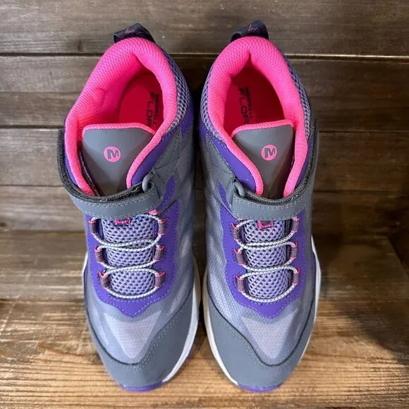 New Big Kids Merrell Moab‎ Speed Gray Mid Waterproof Ankle Hiking Boots Size 7 Y