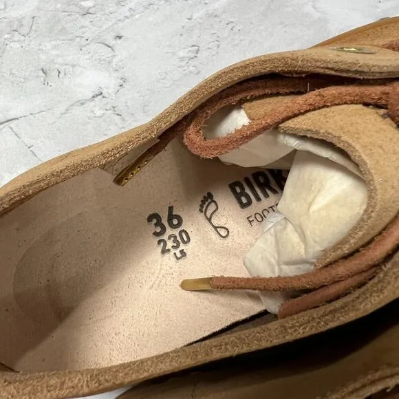 NEW Birkenstock ARRAN Sand Suede Sneakers SIZE 36 US 5 Regular Leather Shoes NIB