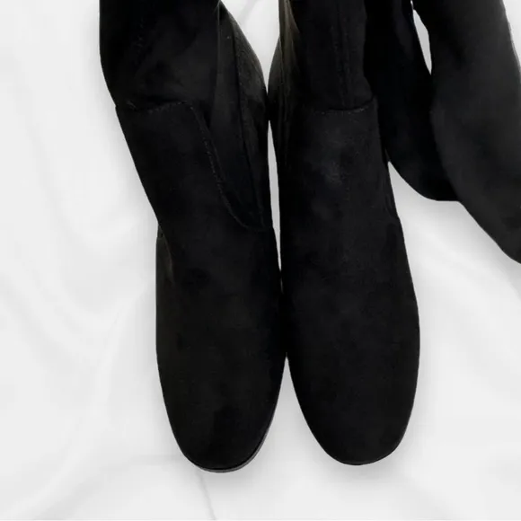 New Chinese Laundry Mystical Black Over-The-Knee Boots Black Faux Suede 8.5