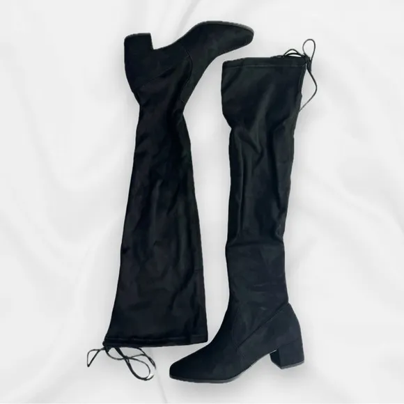 New Chinese Laundry Mystical Black Over-The-Knee Boots Black Faux Suede 8.5