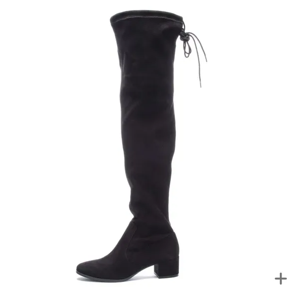 New Chinese Laundry Mystical Black Over-The-Knee Boots Black Faux Suede 8.5