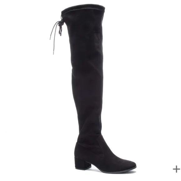 New Chinese Laundry Mystical Black Over-The-Knee Boots Black Faux Suede 8.5
