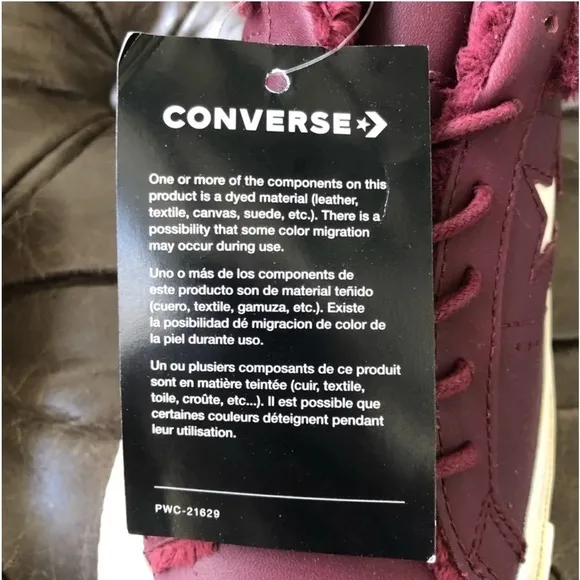 New Converse one star ox 162602C Men's Sz 3 Woman's 5Burgundy Fur Street warmer