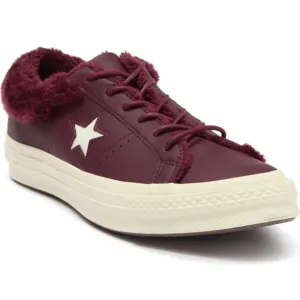 New Converse one star ox 162602C Men's Sz 3 Woman's 5Burgundy Fur Street warmer
