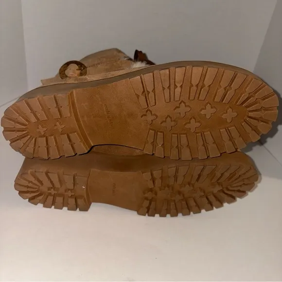 New Cult Gaia Paola Faux Shearling Trim Lug Boot Shoes Brown Sz 41 11