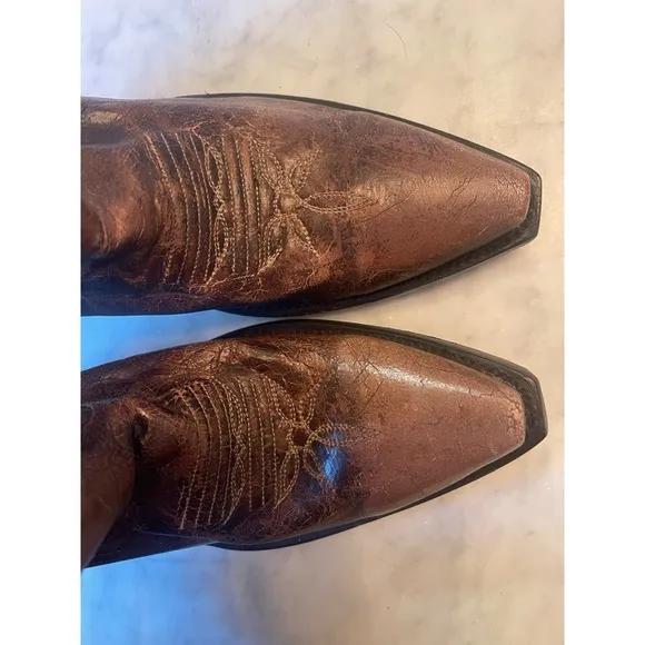 NEW DAN POST JILTED BOOTS EMBROIDERED OTK OVER THE KNEE DISTRESSED BROWN LEATHER