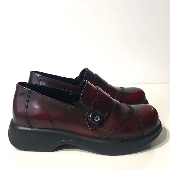 NEW Dansko Karen Marbled Oxblood Y2K Chunky Platform Slip On Shoes Women's 10