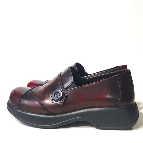NEW Dansko Karen Marbled Oxblood Y2K Chunky Platform Slip On Shoes Women's 10