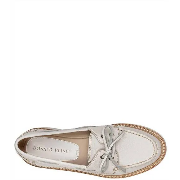 NEW DONALD PLINER women's lillith boat shoe in off white