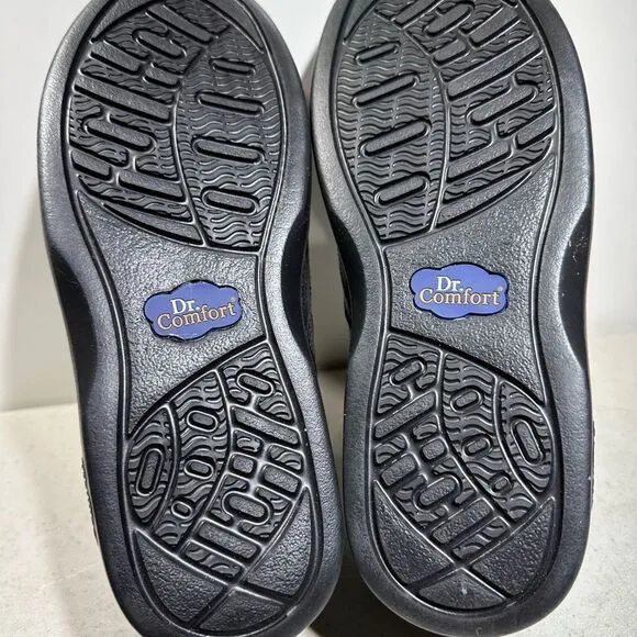 NEW Dr. Comfort 1010 Patty Black Leather Lace Up Walking Shoes Women's 8,5W
