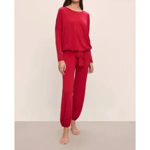 NEW EBERJEY gisele slouchy pajama set in haute red