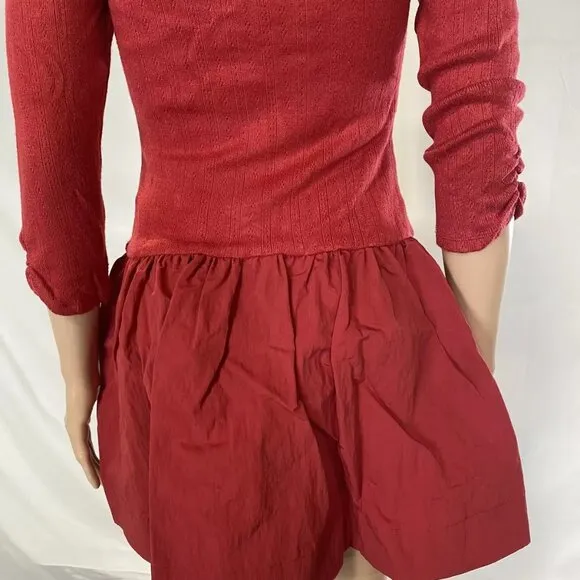 NEW FOR LOVE &amp; LEMONS Womens Aliyah Pointelle Mini Dress Size S Red