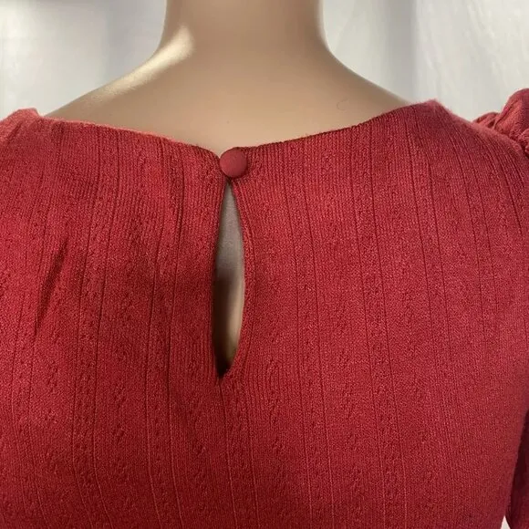NEW FOR LOVE &amp; LEMONS Womens Aliyah Pointelle Mini Dress Size S Red