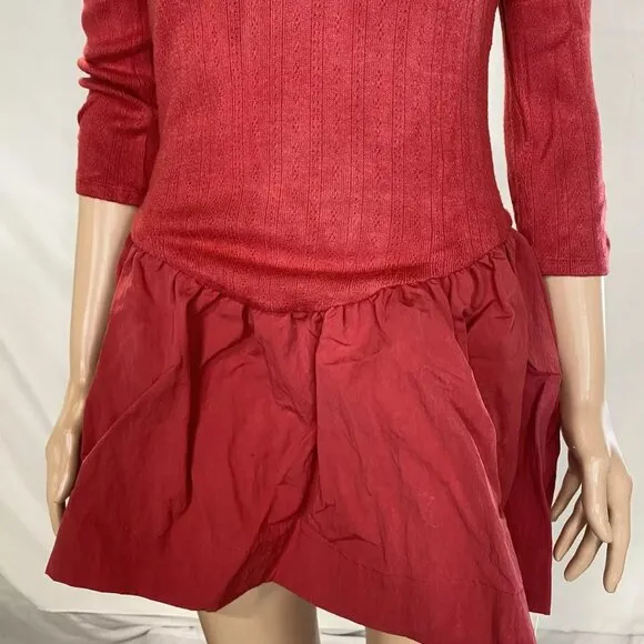 NEW FOR LOVE &amp; LEMONS Womens Aliyah Pointelle Mini Dress Size S Red