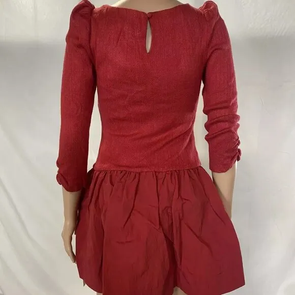 NEW FOR LOVE &amp; LEMONS Womens Aliyah Pointelle Mini Dress Size S Red