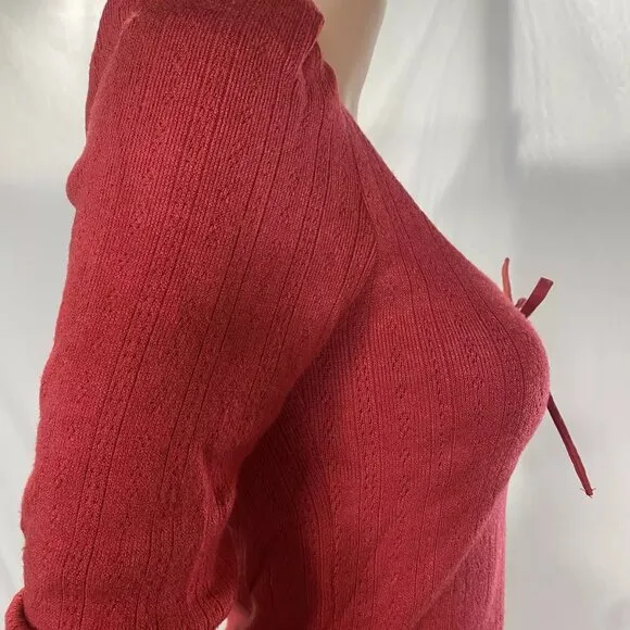 NEW FOR LOVE &amp; LEMONS Womens Aliyah Pointelle Mini Dress Size S Red