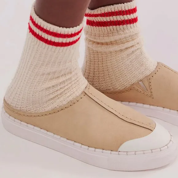 new Free People Womens Juno Slip-On Sport Sneaker in Cafe Suede  Comfort 4S2