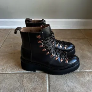 NEW Grenson Nanette Brown Platform Lace Up Hiking Boots