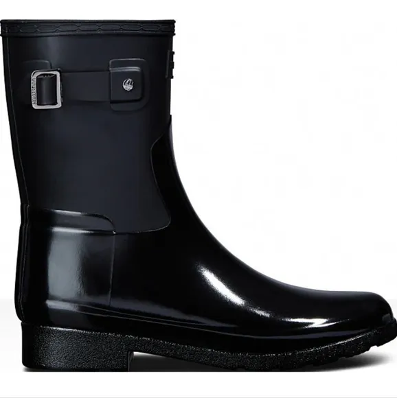 NEW HUNTER ORIGINAL REFINED SLIM FIT SHORT GLOSS DUO RAIN BOOTS SIZE 9 $189.