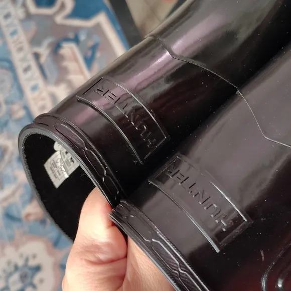 NEW HUNTER ORIGINAL REFINED SLIM FIT SHORT GLOSS DUO RAIN BOOTS SIZE 9 $189.