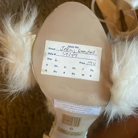 NEW Jeffrey Campbell Faux Fur Cookie White High Heels Shoes Size 6