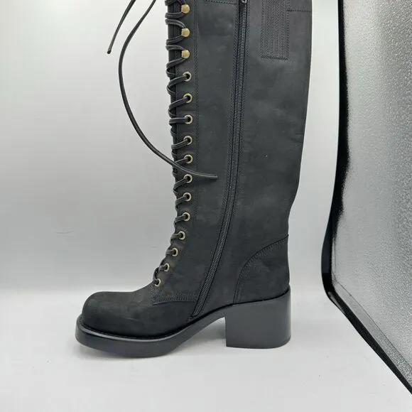 New! Jeffrey Campbell Tyro Lace-Up Boot Black Crazy Horse Size 7 Women's