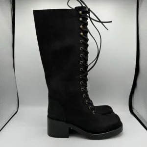 New! Jeffrey Campbell Tyro Lace-Up Boot Black Crazy Horse Size 7 Women's