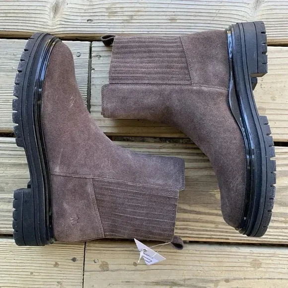 New Johnston &amp; Murphy Gianna Gore Brown Leather Ankle Boots Booties Womens 7 M