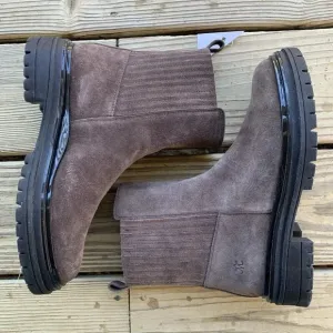 New Johnston &amp; Murphy Gianna Gore Brown Leather Ankle Boots Booties Womens 7 M