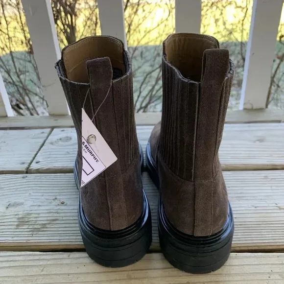 New Johnston &amp; Murphy Gianna Gore Brown Leather Ankle Boots Booties Womens 7 M