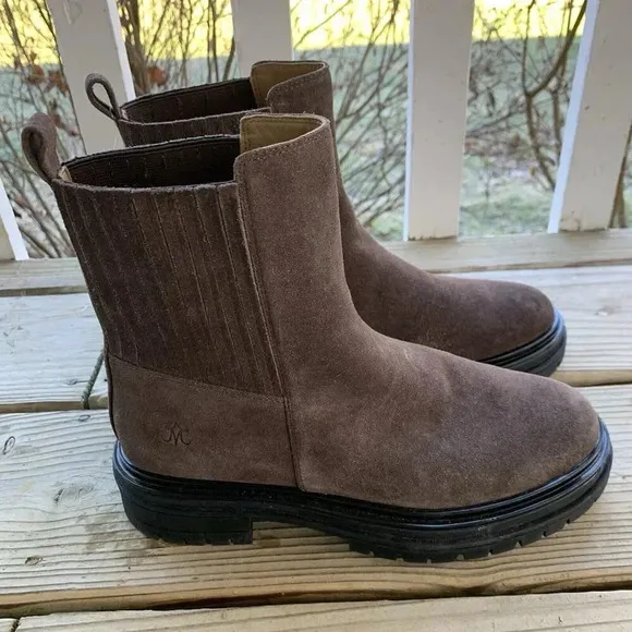 New Johnston &amp; Murphy Gianna Gore Brown Leather Ankle Boots Booties Womens 7 M