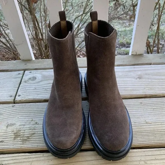 New Johnston &amp; Murphy Gianna Gore Brown Leather Ankle Boots Booties Womens 7 M