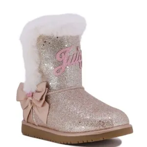 New! JUICY COUTURE Girls Mendota Gold Glitter Faux Fur Boots Booties Shoes