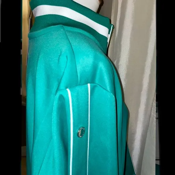 New! Karl Lagerfeld Paris Snap Side Logo Track Jacket Size XL Jade Green🤍