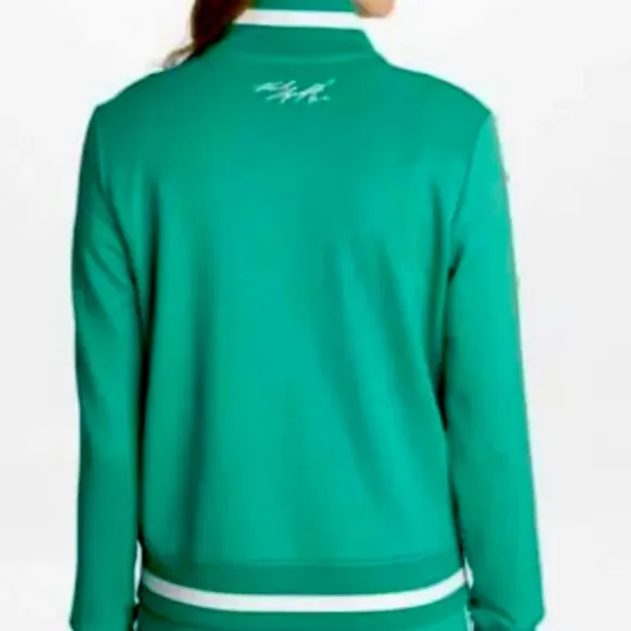 New! Karl Lagerfeld Paris Snap Side Logo Track Jacket Size XL Jade Green🤍