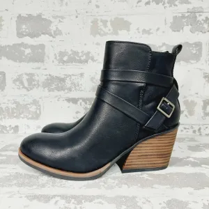 NEW Kork-Ease Women's Joelle Black Leather Ankle Boots O642