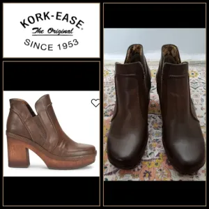 NEW KORKS Size 6 Robin Block Heel Women's Brown Leather Ankle Boots Booties