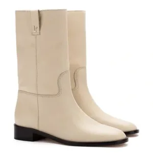 NEW Larroude Barb Boots Ivory Floater Womens 7 Boho Cottagecore Chic Designer