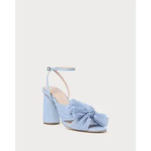 NEW LOEFFLER RANDALL women's camellia pleated bow heels in blue