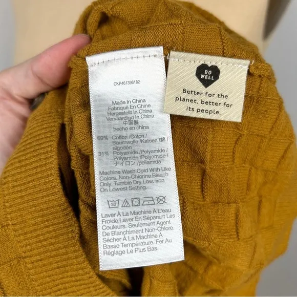 NEW Madewell Malvern Slim Texture Mustard Long Sleeve Button Cardigan Sweater Sm