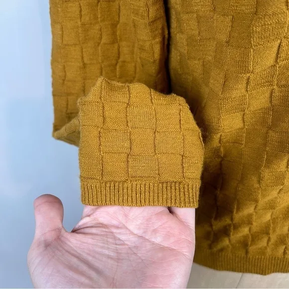 NEW Madewell Malvern Slim Texture Mustard Long Sleeve Button Cardigan Sweater Sm