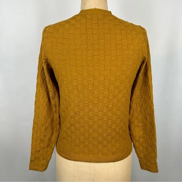 NEW Madewell Malvern Slim Texture Mustard Long Sleeve Button Cardigan Sweater Sm