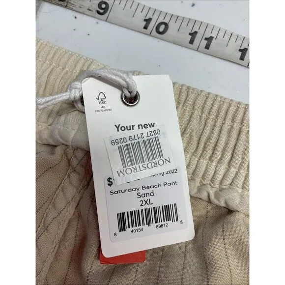 NEW Marine Layer saturday Beach pants pull on elastic drawstring size XXL Beige