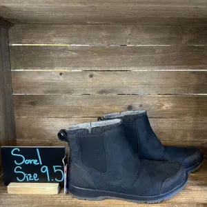 New Mens Sorel Ankeny II Chelsea‎ Black Leather Waterproof Winter Boots Size 9.5