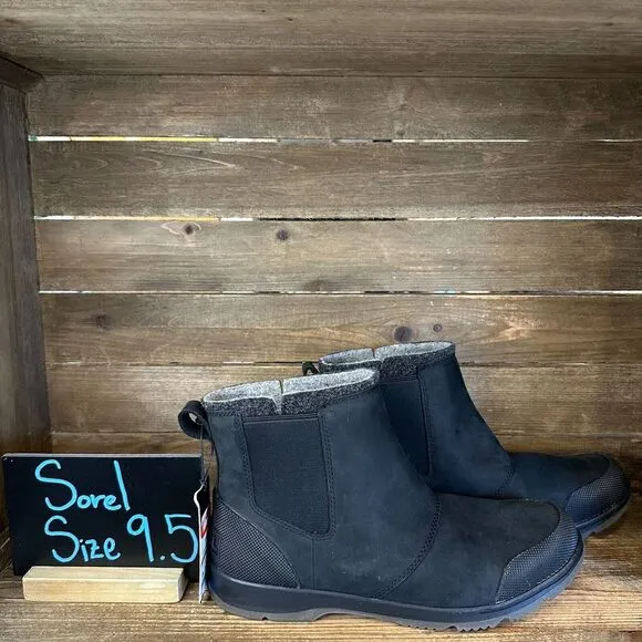 New Mens Sorel Ankeny II Chelsea‎ Black Leather Waterproof Winter Boots Size 9.5