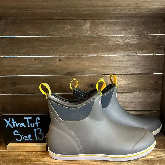 New Mens Xtratuf Gray Deck 6‎ In Ankle Chelsea Fishing Boots Waterproof Size 13