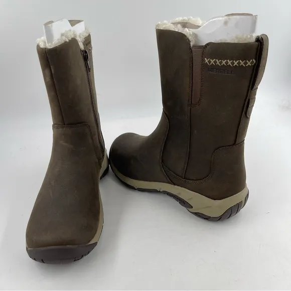 NEW! Merrell Women’s Encore 4 Espresso Tall Polar Waterproof Zip Boot - Size 5.5