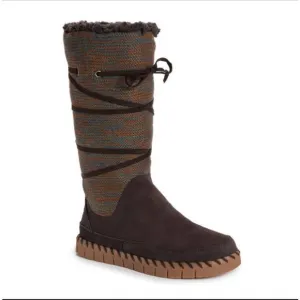 NEW Muk Luks Flexi New York Womens Chocolate Brown Suede Winter Snow Boots